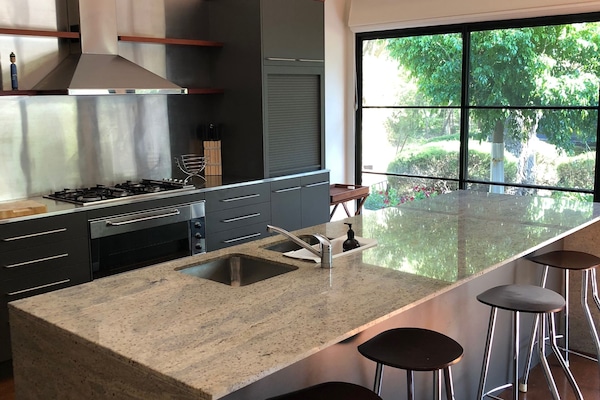Kitchen overlooking front deck