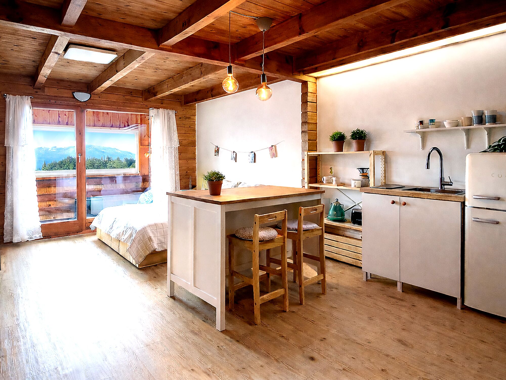 Stuga Signature - 1 queensize-säng - kylskåp och mikrovågsugn - havsutsikt | Duntäcken, gratis wi-fi och sängkläder