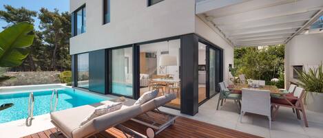 An infinity pool, a heated pool