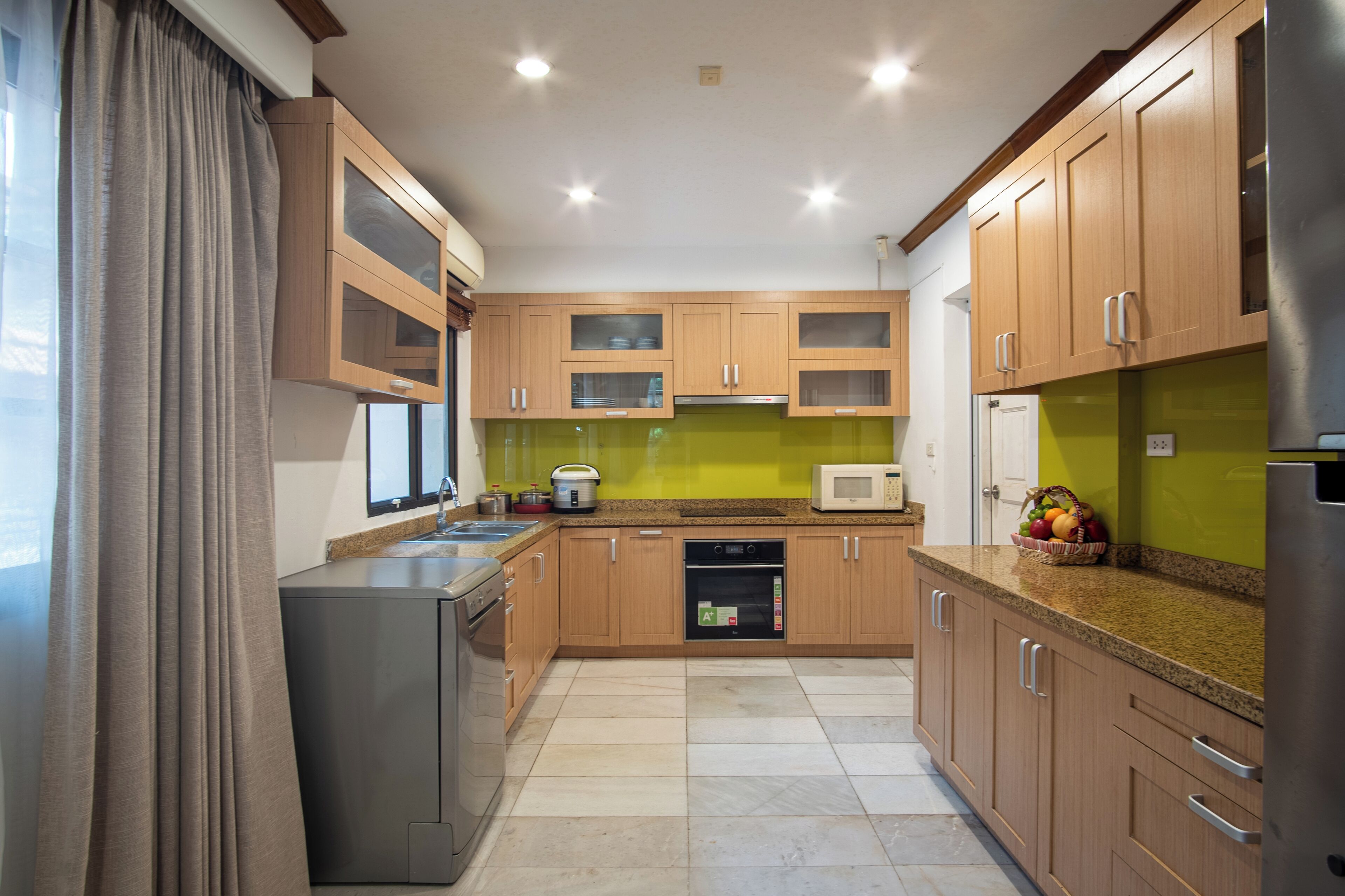 Fridge, microwave, electric kettle