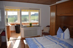 Desk, free WiFi, bed sheets
