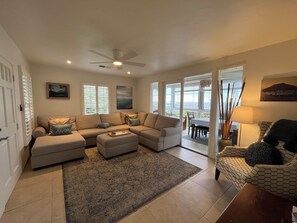 Smart TV, fireplace, video games, DVD player