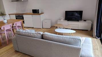 Televisie, een dvd-speler en boeken