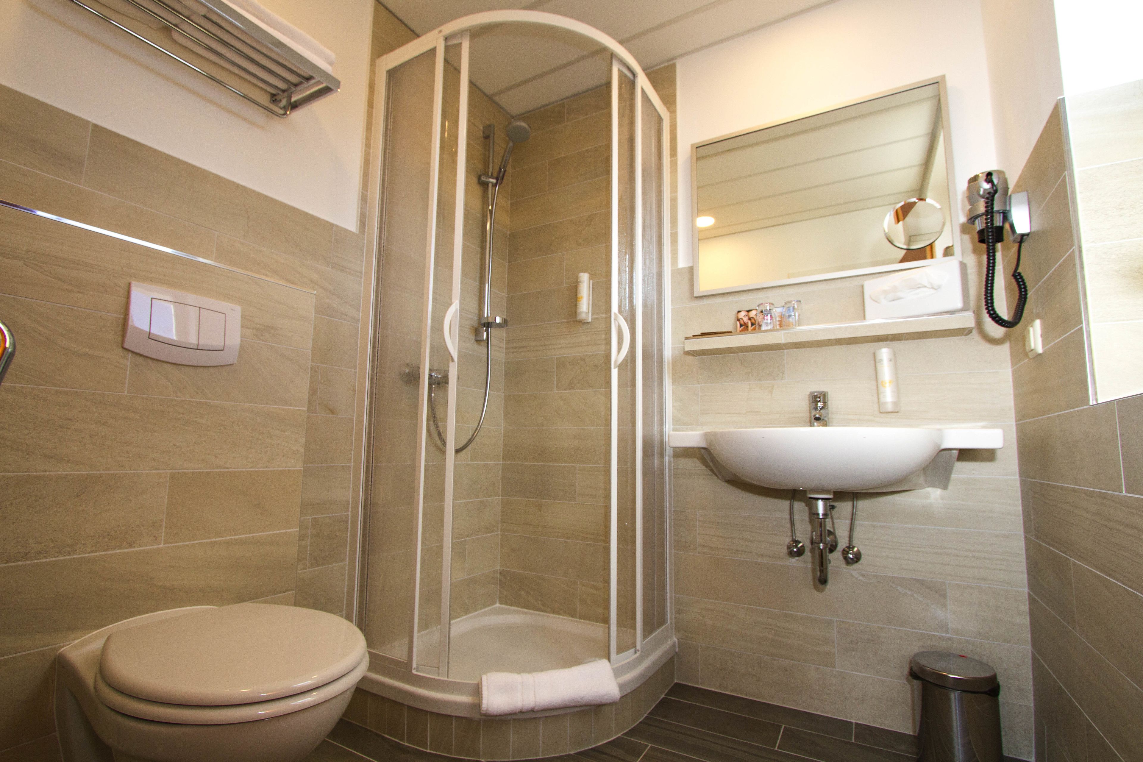 free toiletries, hair dryer, towels