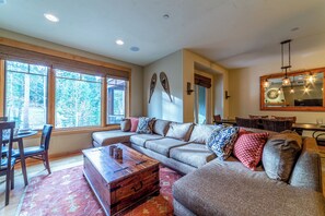 TV connectée, cheminée, lecteur de DVD