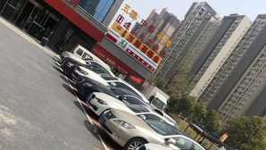 Een parkeerplaats met meerdere auto's op de aangegeven plaatsen.