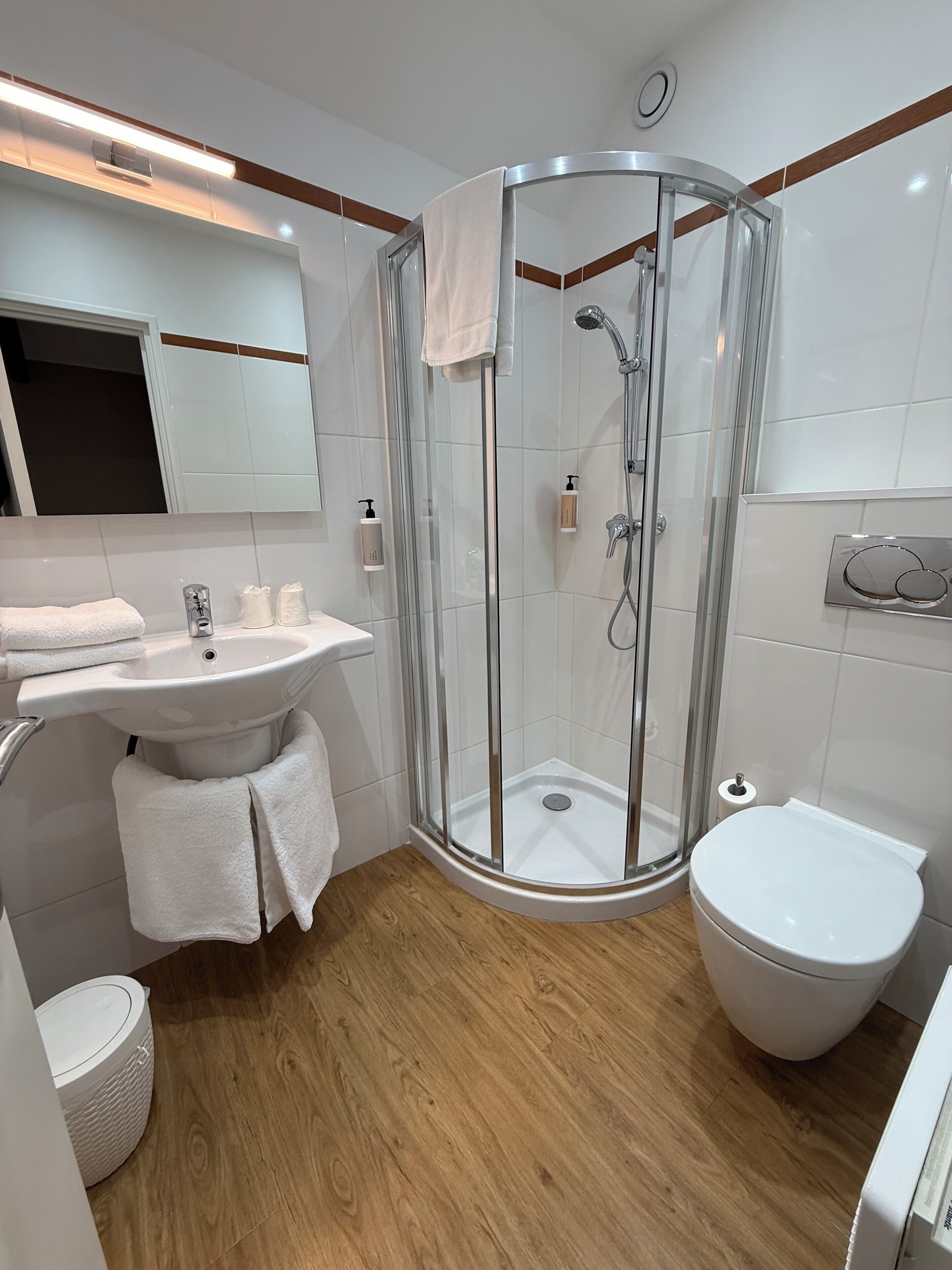 free toiletries, hair dryer, towels