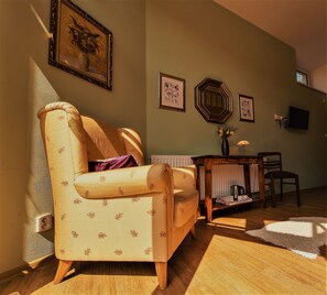 Design Room, Accessible, Terrace | Living area | Flat-screen TV - Pension Fialka (Cesky Krumlov)
