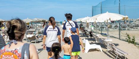 Private beach, white sand, sun-loungers, beach umbrellas