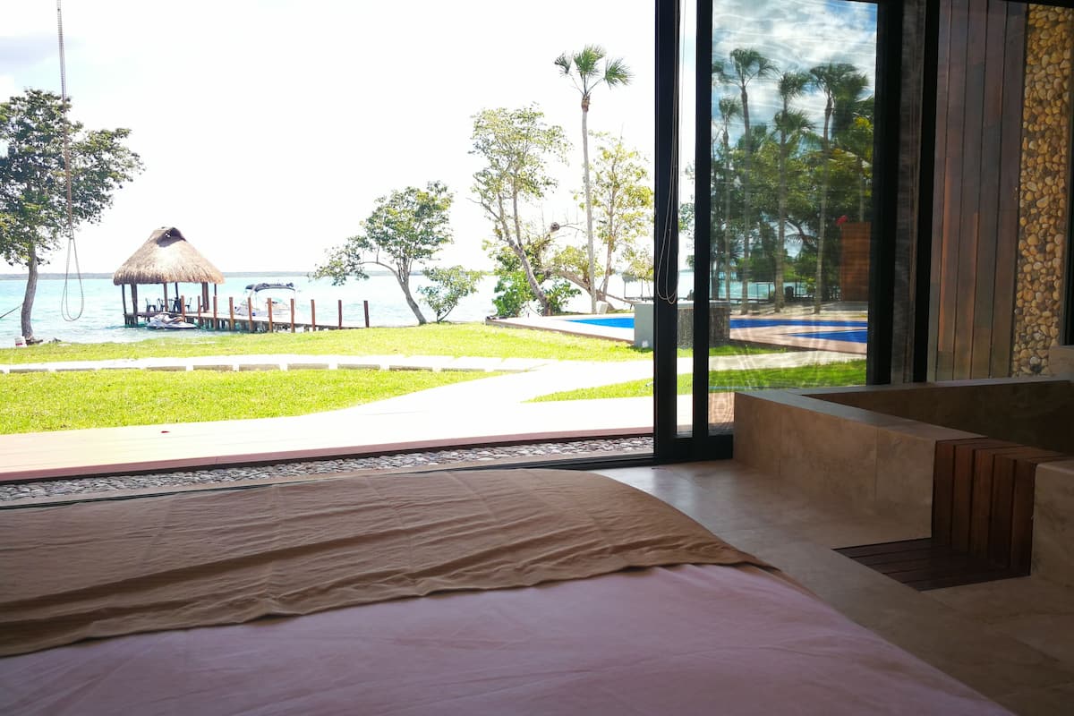 1 bedroom, desk, blackout curtains, bed sheets