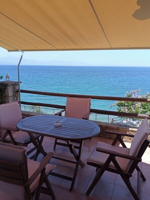 House, Beach View, Oceanfront | Terrace/patio - Panorama beach (Messini)