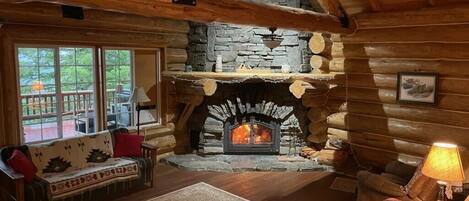 TV, fireplace, printers