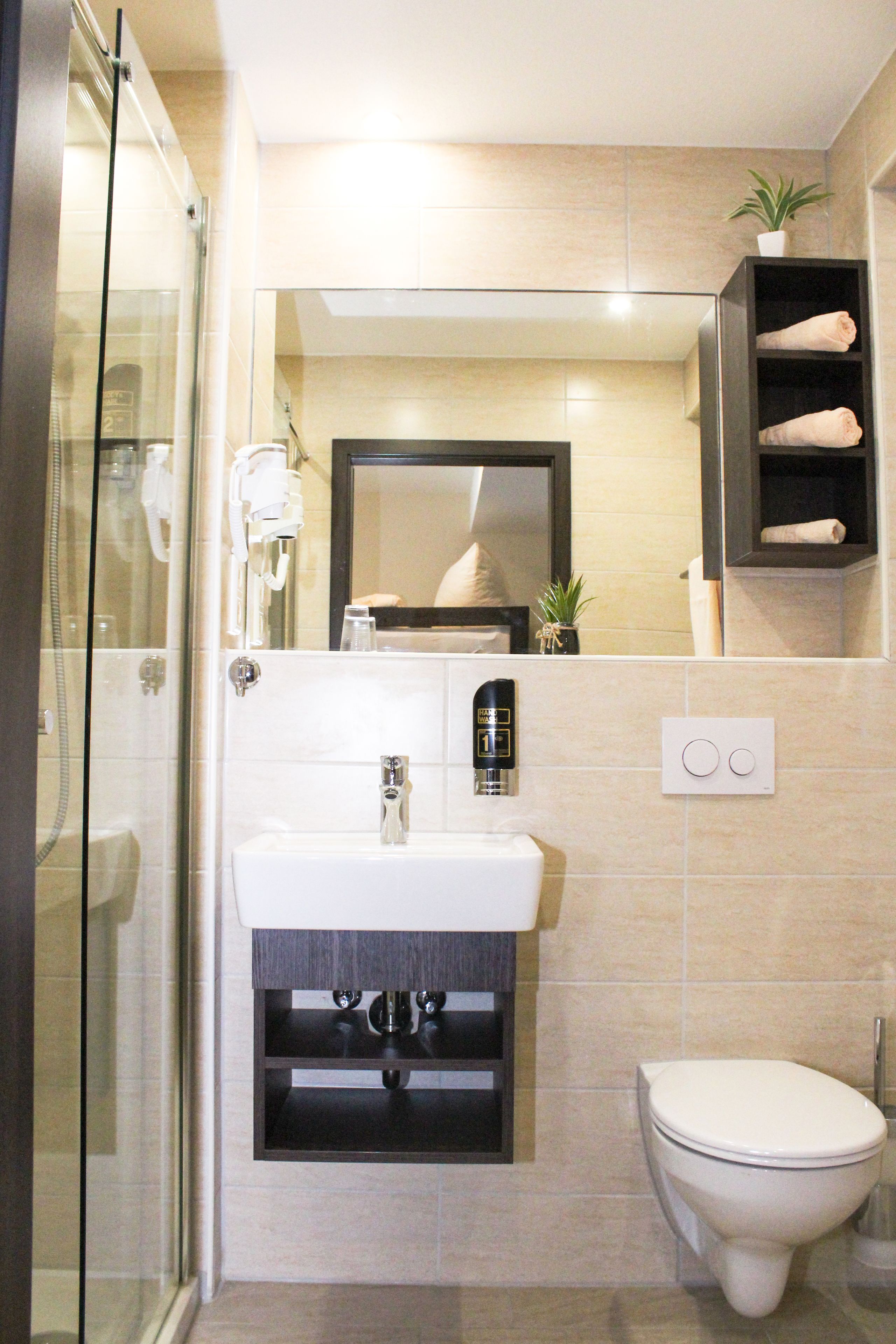 family room (plus) | bathroom | shower, free toiletries, hair dryer, towels