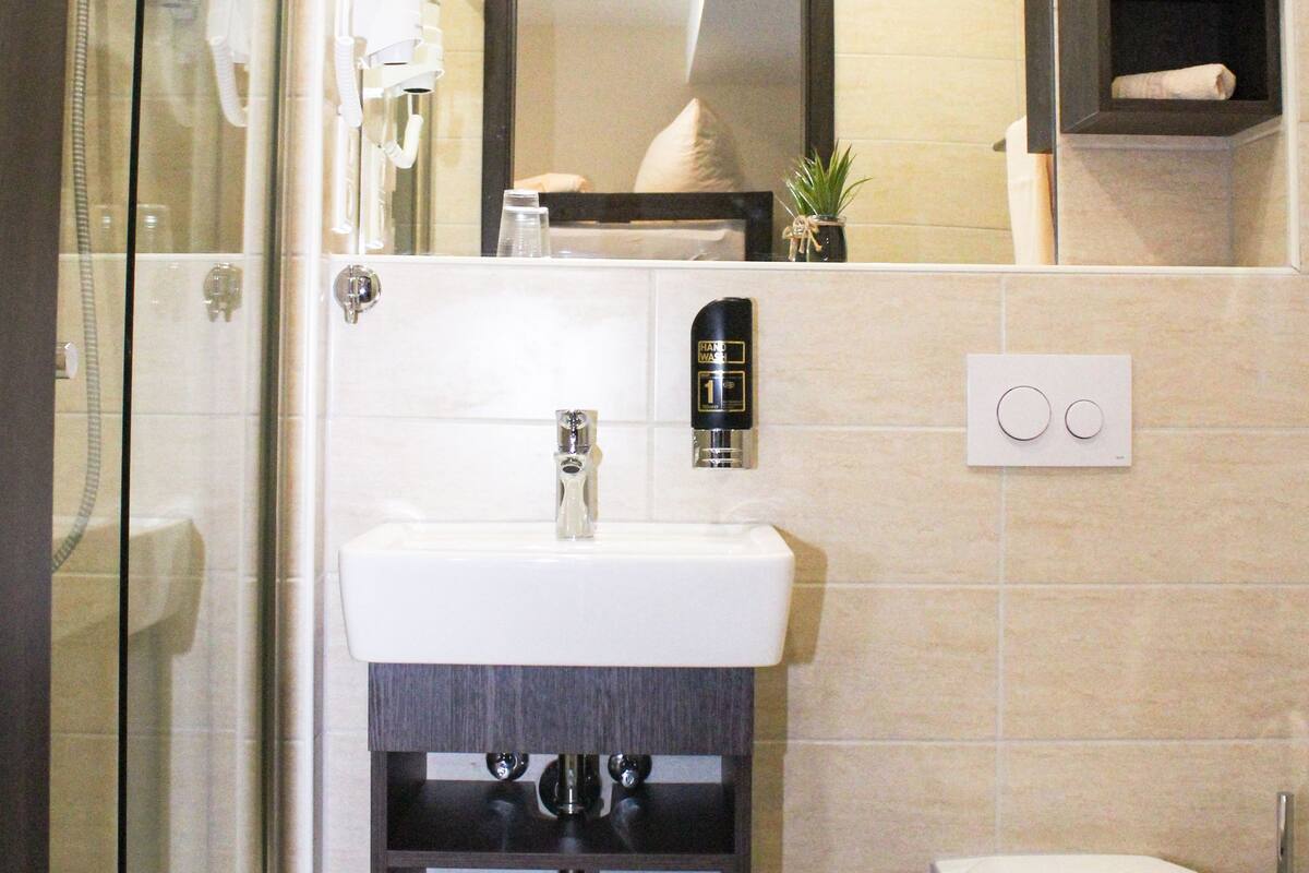 family room (plus) | bathroom | shower, free toiletries, hair dryer, towels