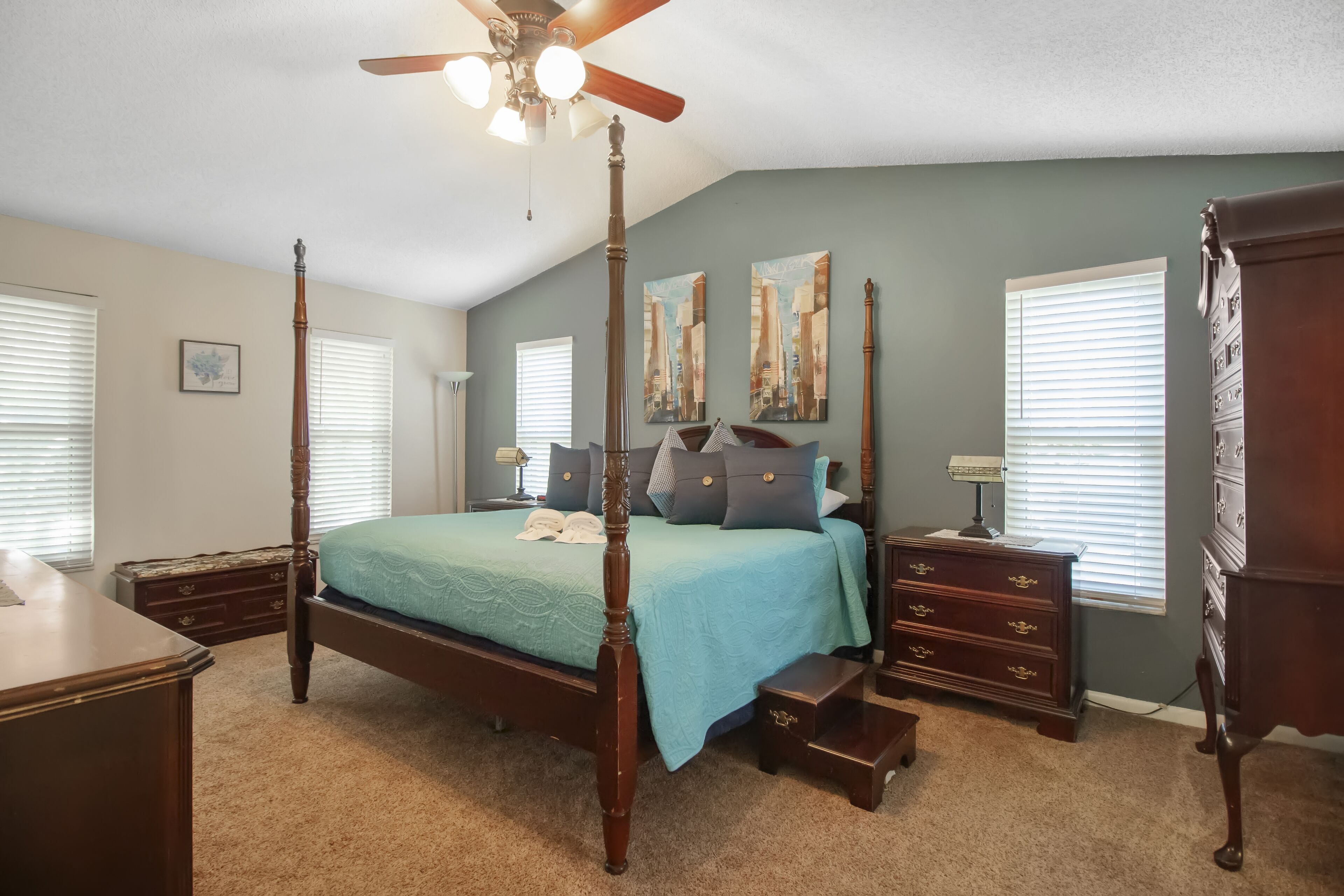 Executive Villa, 4 Bedrooms | Desk, laptop workspace, iron/ironing board, travel crib