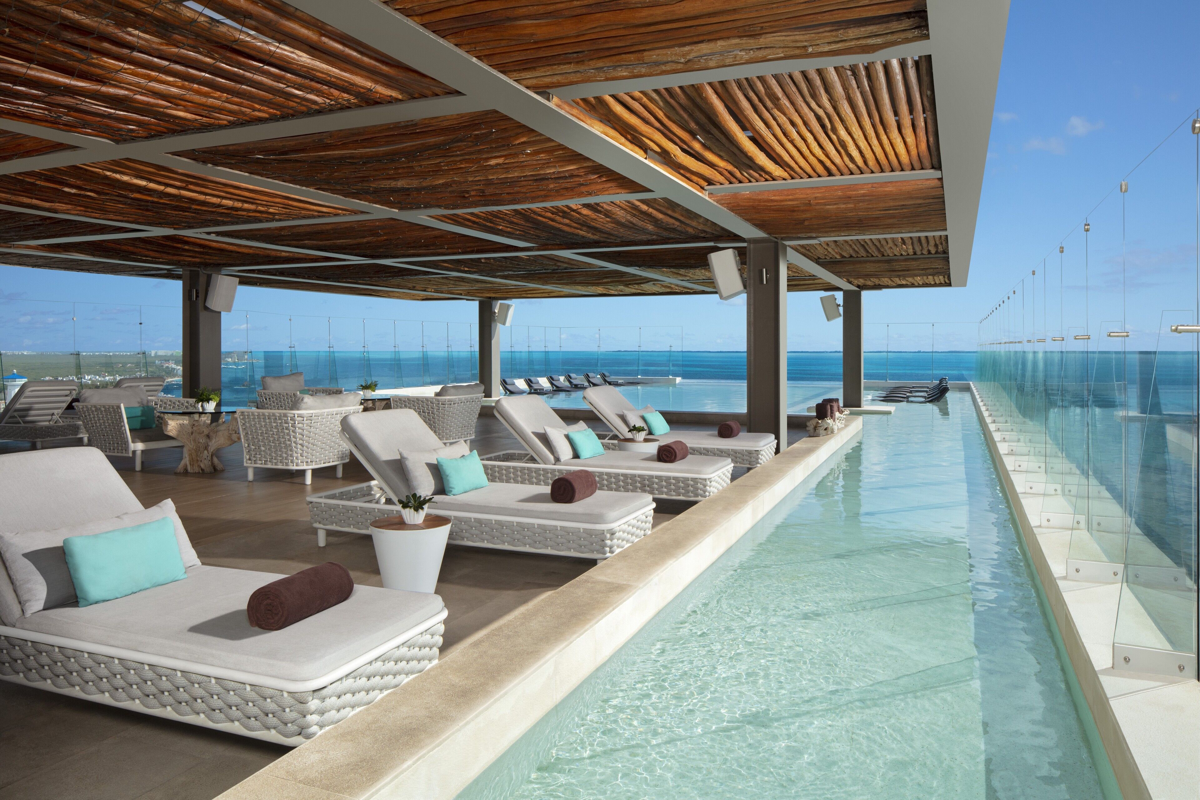 2 outdoor pools, open 8:00 AM to 8:00 PM, cabanas (surcharge)