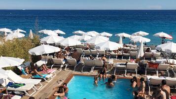 On the beach, beach towels