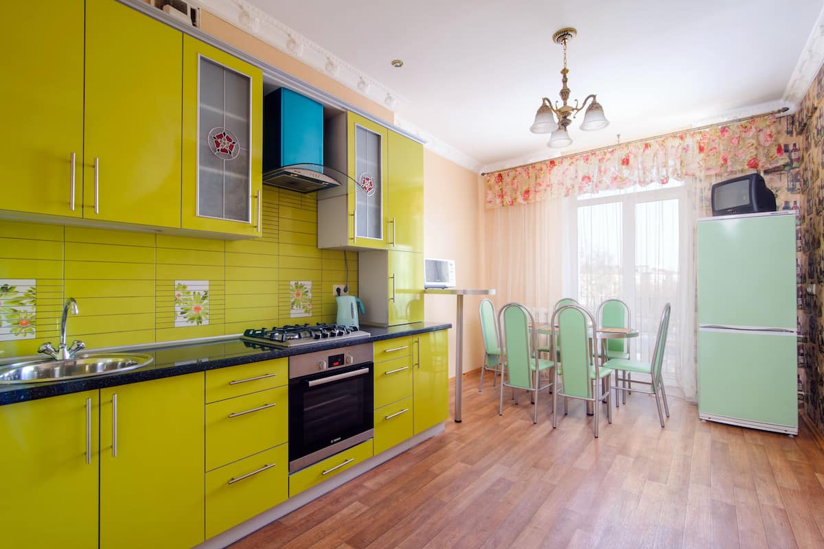 Basic Apartment, 2 Bedrooms | Private kitchen | Coffee/tea maker, full-size fridge, microwave, oven