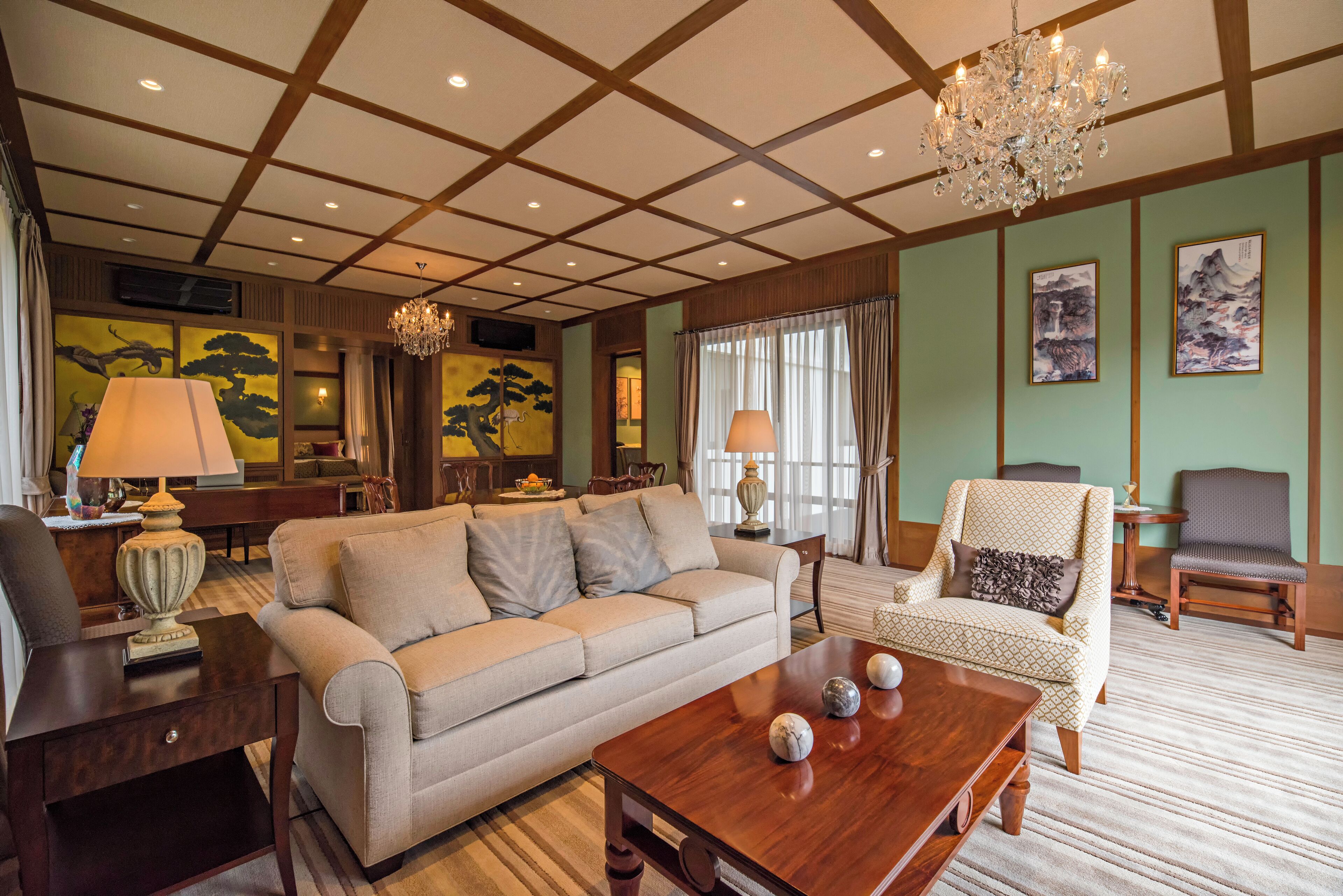 one bedroom emperor suite (adults only) | living area | 55-inch smart tv with cable channels, tv