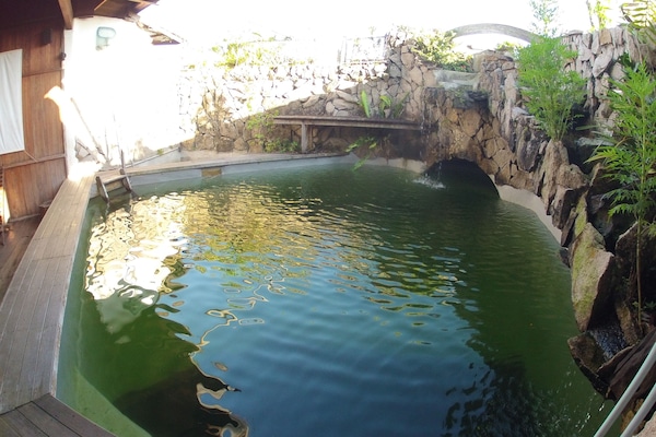 Piscina a l'aire lliure i gandules