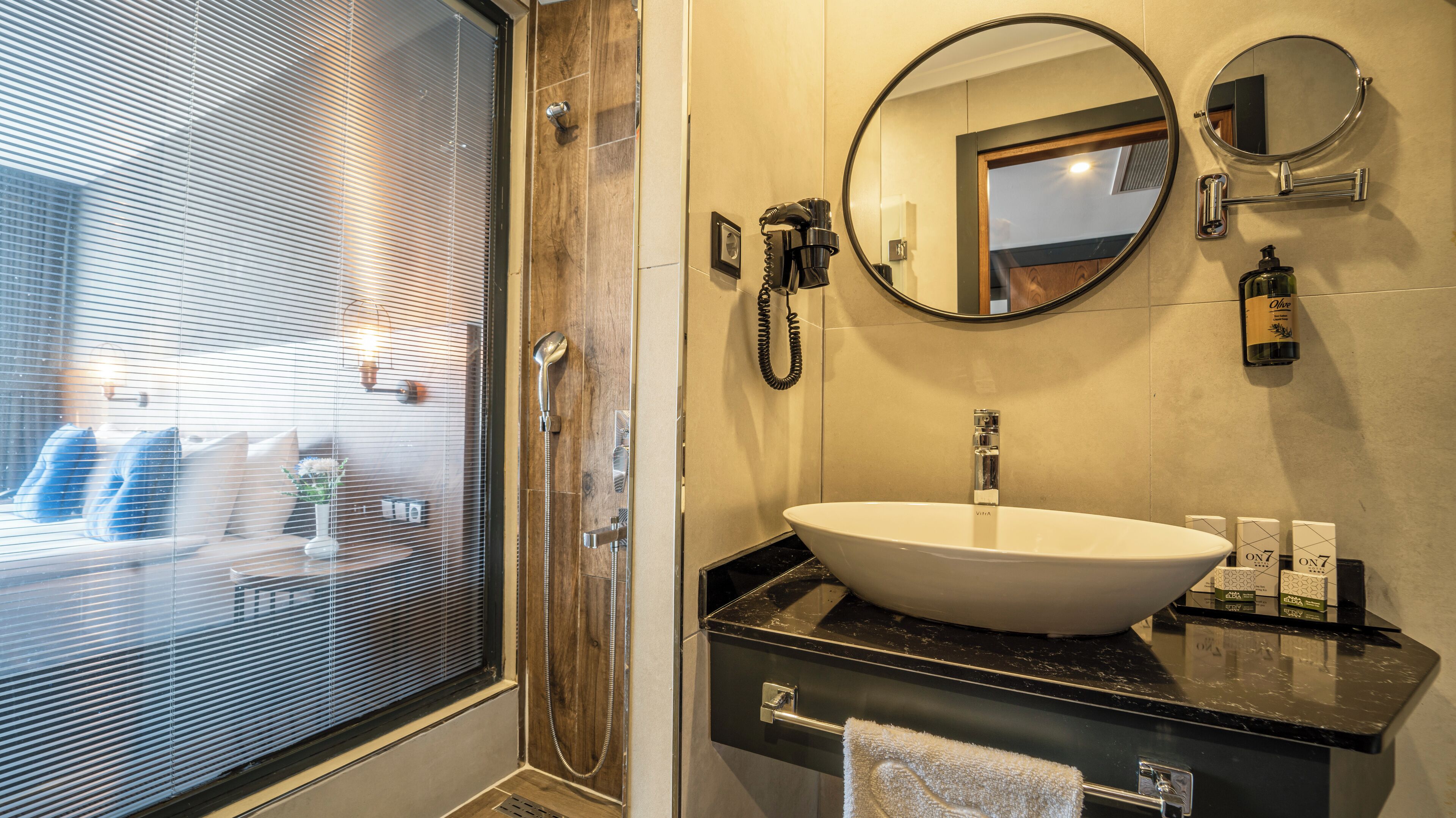 standard room | bathroom | shower, free toiletries, hair dryer, slippers