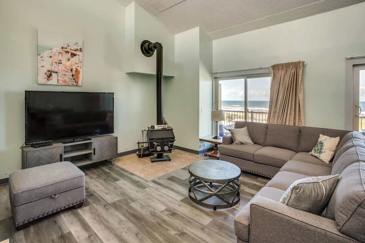 Flat-screen TV, DVD player