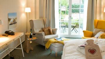 1 slaapkamer, luxe beddengoed, een kluis op de kamer, een bureau