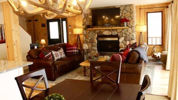 TV connectée, cheminée, lecteur de DVD, vidéothÚque