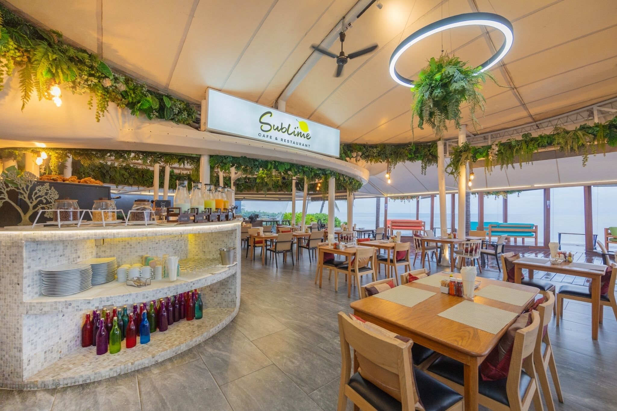 breakfast, lunch served; local and international cuisine, beach views