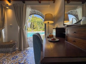 Double Room, Pool View | Desk, iron/ironing board, free WiFi, bed sheets - La Villa (Giardini Naxos)