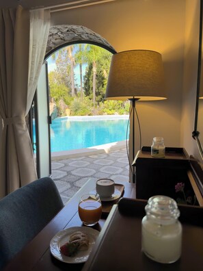 Double Room, Pool View | Desk, iron/ironing board, free WiFi, bed sheets - La Villa (Giardini Naxos)