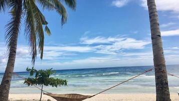 On the beach, scuba diving