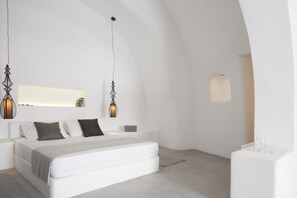 Villa panorámica, 3 habitaciones, vista al mar | 1 habitación, ropa de cama de alta calidad y minibar 