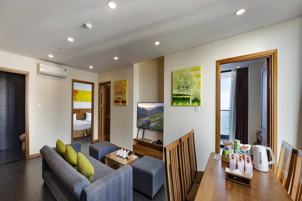 Appartement, 3 chambres, balcon, vue sur l’océan | Draps en coton égyptien, literie de qualité, bureau