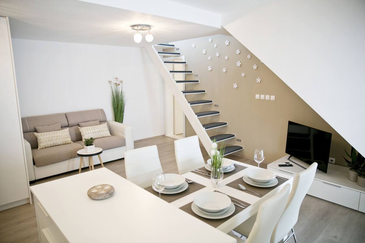 Comfort-Maisonette, Terrasse (8) | 1 Schlafzimmer, hochwertige Bettwaren, Minibar, Schreibtisch