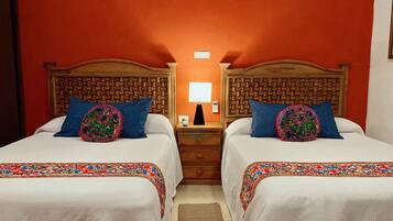 Double Room, 2 Double Beds | Iron/ironing board, free cribs/infant beds, free WiFi, bed sheets