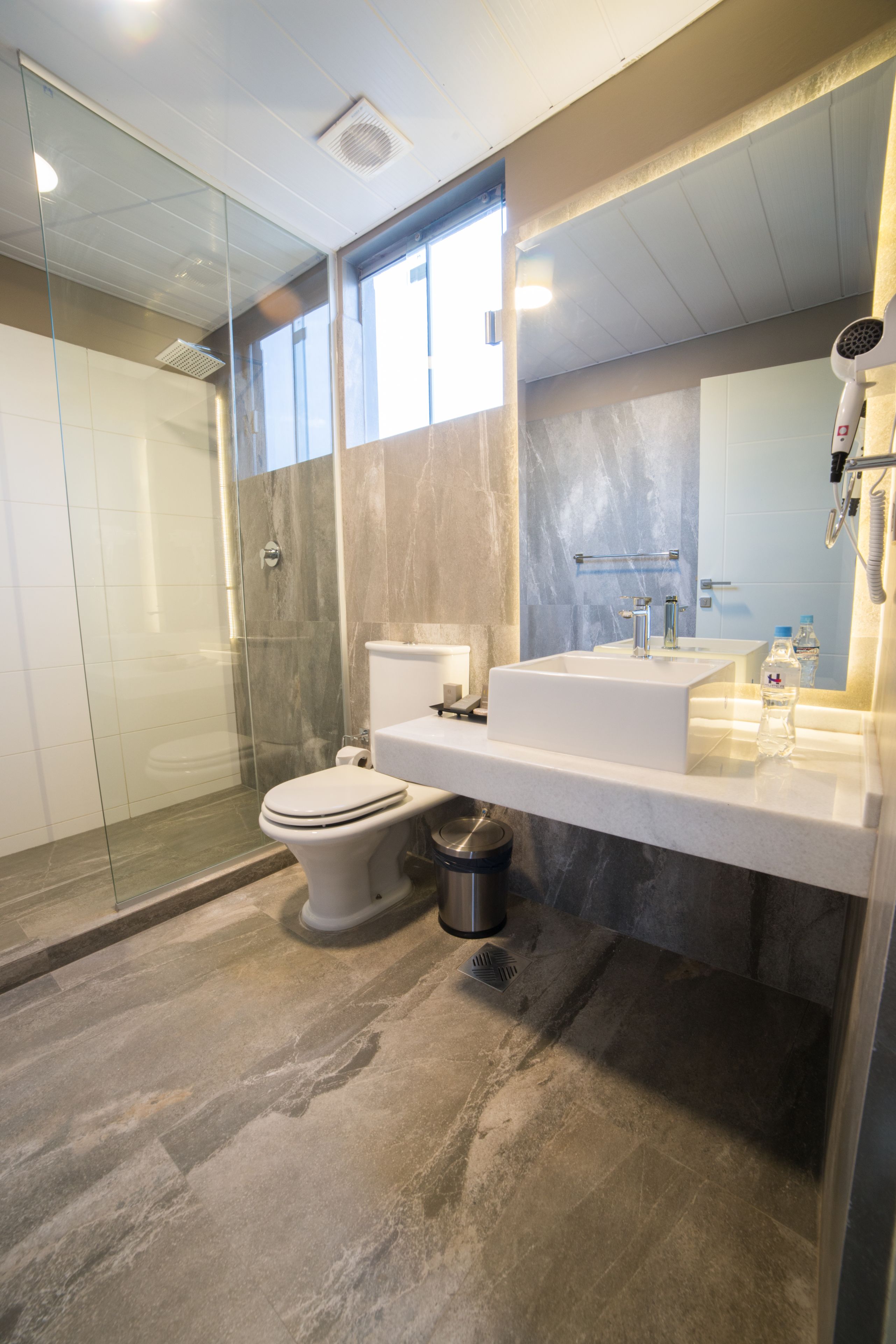 shower, free toiletries, hair dryer, bathrobes