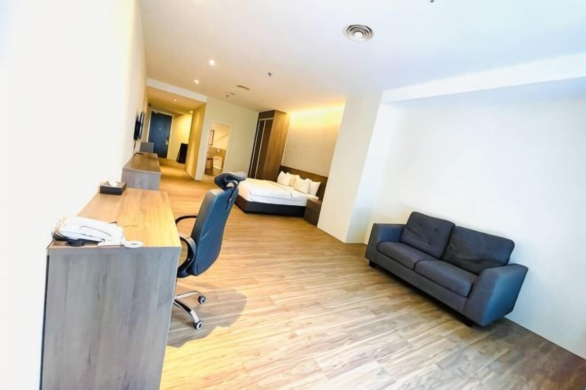 In-room safe, desk, laptop workspace, blackout curtains