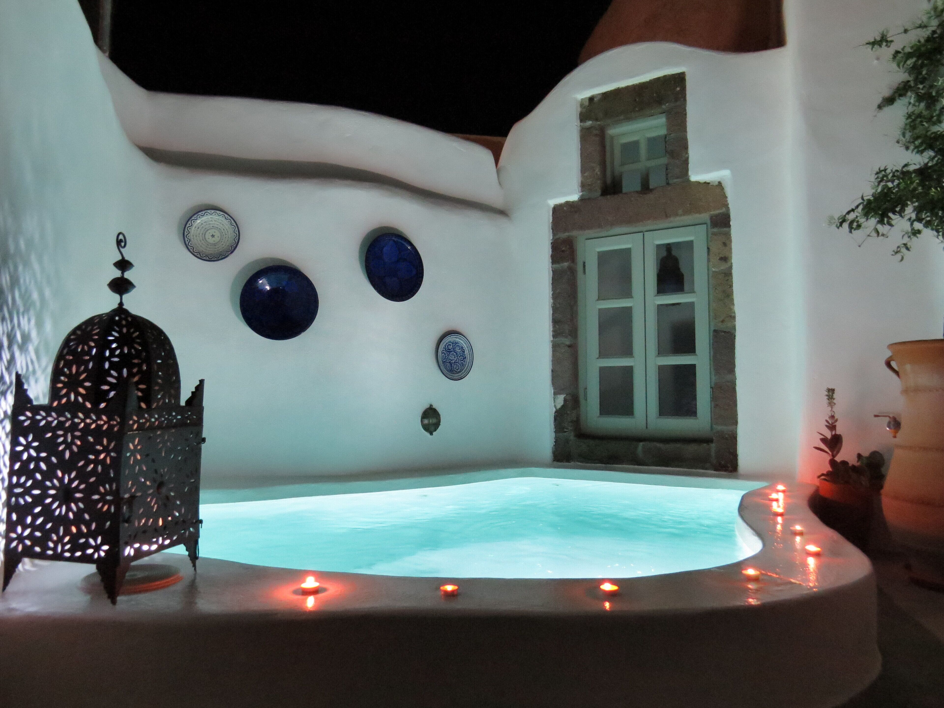 Outdoor pool, a heated pool, sun loungers