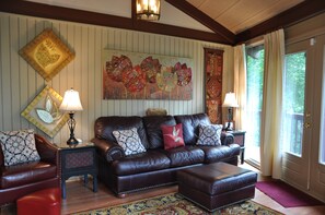 Smart TV, fireplace, video games, DVD player