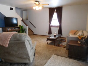 TV connectée, lecteur de DVD, livres, vidéothèque