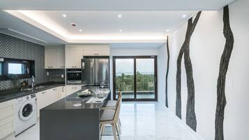 Family House | Private kitchen | Full-size fridge, microwave, electric kettle, rice cooker