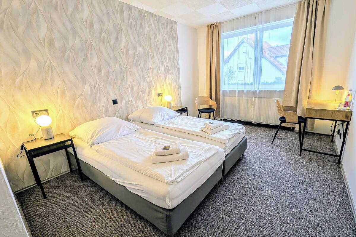 Comfort Double Room | Premium bedding, desk, laptop workspace, iron/ironing board