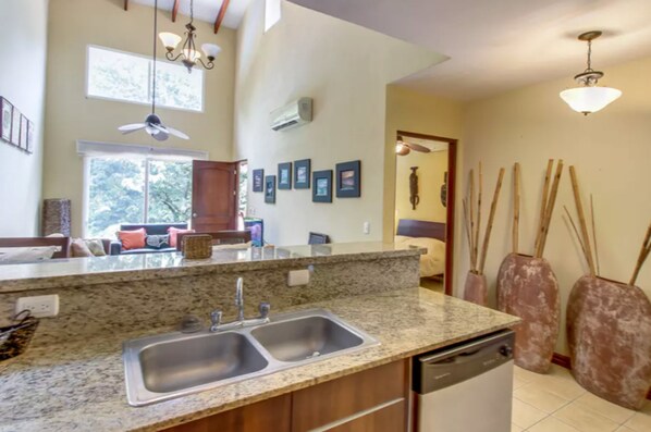 Comfort Condo, 2 Bedrooms, Non Smoking | Private kitchen | Full-size fridge, microwave, oven, stovetop - Villas Jasmin 203 Potrero (Tempate)