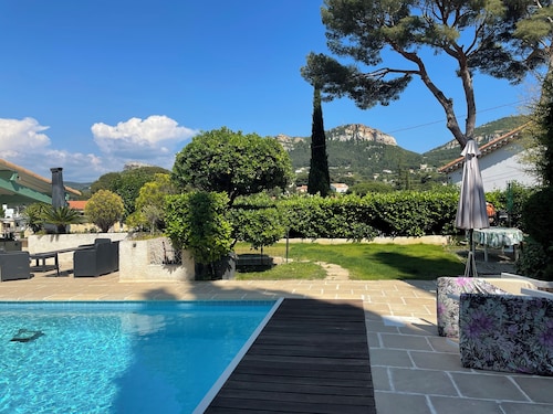 Dans villa beau duplex climatisé bord de piscine /jardin 4 adultes+garage.