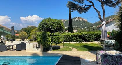 Dans villa beau duplex climatisé bord de piscine /jardin 4 adultes+garage.