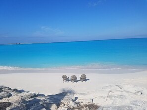 On the beach, sun loungers, beach towels - Oceanfront Paradise in Exuma: Pool, Kayaks & Stunning Views Await You! (Ramsey)