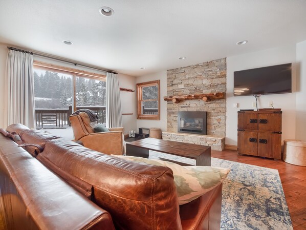 Smart TV, fireplace, DVD player, video library