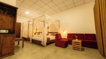 Deluxe Double Room, Garden View, Garden Area | Ruang tamu | TV skrin rata