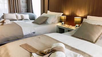 Premium bedding, down duvets, Select Comfort beds, minibar